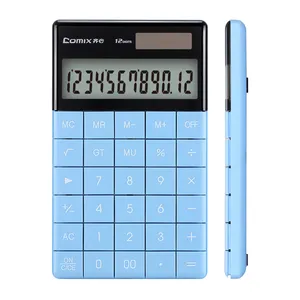 Comix de fábrica Venta caliente del precio barato de casa Oficina azul Calculadora de escritorio de alimentación Dual Big12 dígitos pantalla LCD de gran tamaño calculadora