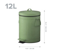 Poubelle à pédale rétro avec couvercle 12L 3.2 Gal avec couvercle pour salle de bain cuisine hôtel bureau