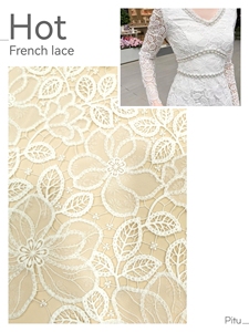 2024 Hot Selling Item <strong>Heavy</strong> Industry Water-soluble <strong>Lace</strong> French Luxury Wedding <strong>Lace</strong> Swiss Guipure Dress <strong>Lace</strong> <strong>Fabric</strong> - Product Image 5