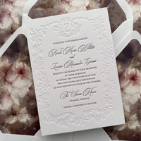 Invitations de mariage personnalisées, design floral vintage, enveloppe, papier fait main, luxe, élégant, impression typographique