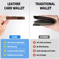 Dompet Kartu Geser Magnetik Kulit PU RFID Pria Portabel, Tempat Kartu Logam Aluminium MagSafe Tipis untuk iPhone