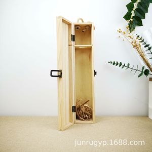Caja de Madera Personalizada para Vino, Rectangular, con Tapa de Pino, para una Sola Botella, Empaque de Regalo, Almacenamiento de Bebidas - Product Image 3
