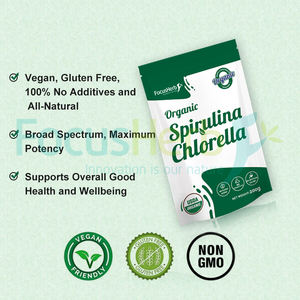 FocusHerb Poudre d'algues protéinées super-alimentaires certifiées biologiques USDA Chlorella Spiruline - Product Image 3
