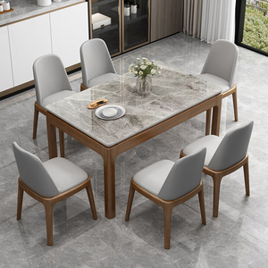 Tùy chỉnh đơn giản Scandinavian thiết kế hiện đại hình chữ nhật rắn gỗ bàn ăn sang trọng Ghế kết hợp cho nhà không gian nhỏ - Product Image 1