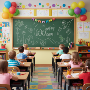 Maglietta Colorata con Matite per il 100° Giorno di Scuola, T-Shirt Promozionale - Product Image 3