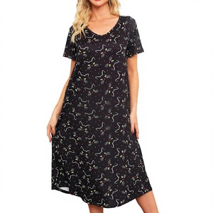Nouvelle Robe de Nuit Femme Col V Manches Courtes Longue en Coton Respirant – Tenue Décontractée Automne pour la Maison et les Nuits - Product Image 3