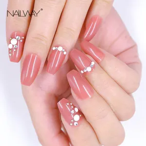<span class=keywords><strong>Faux</strong></span> ongles colorés Cameo, avec pierres de perles, courts, ballerine, bijoux de créateur, par pression, de luxe, nouvelle collection 2020 - Product Image 1
