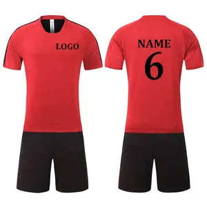Latest High Quality Soccer Jersey Football Jersey Designs Soccer Team Wear Red Black Reversible Soccer Uniform Set