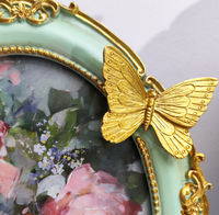 Bingkai Foto Resin Eropa Kreatif Buatan Tangan Motif Kupu-kupu, Bunga, dan Hewan, Warna Emas, untuk Pernikahan/Ulang Tahun, Ukuran 7-inci
