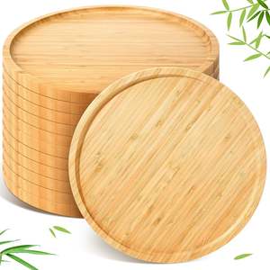 Plateau rond en bambou minimaliste <span class=keywords><strong>de</strong></span> 10 pièces <span class=keywords><strong>Comptoir</strong></span> <span class=keywords><strong>de</strong></span> cuisine Table à manger familiale ou Table basse Plateau à fruits parfait - Product Image 1