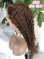 Perruque Lace Front HD 13x4 en Cheveux Humains Brésiliens Couleur Marron, Densité 250, Ondulations Profondes, avec Baby Hair Pré-épilés