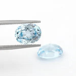 普罗旺斯宝石浅蓝色椭圆形天然切割3ct实验室生长海蓝宝石钻石每克拉价格