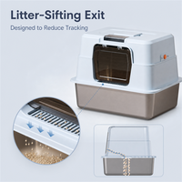 Bac à litière pour chat entièrement fermé en acier inoxydable, anti-éclaboussures, extra large, capacité de 65 L, désodorisant, durable, OEM personnalisé