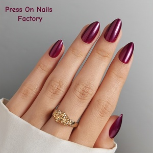 <span class=keywords><strong>Uñas</strong></span> Postizas de Almendra Reutilizables, 32 Piezas, Precio de Fábrica, <span class=keywords><strong>Uñas</strong></span> Acrílicas de Gel Suave, Color Morado Sólido, Venta al Por Mayor - Product Image 1