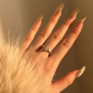 Dylam Exquisite Design High Jewelry Valentine's Day Gifts S925 Silver 8A Crushed <b>Ice</b> Cut Zirconia Heart Eternity Band <b>Rings</b> - Product Image 5
