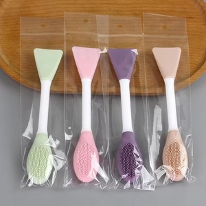 Brosse à <span class=keywords><strong>masque</strong></span> facial en silicone à double tête pour le nettoyage du visage Brosse à <span class=keywords><strong>masque</strong></span> en silicone souple en PVC Brosse à <span class=keywords><strong>masque</strong></span> facial Beauté Maquillage <span class=keywords><strong>Masque</strong></span> d'argile Outil de <span class=keywords><strong>masque</strong></span> de boue - Product Image 1