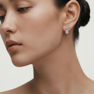 Boucles d'oreilles en diamant de luxe, design goutte, fournisseur de Hong Kong, or blanc et rose 18 carats, diamant rose naturel, pour femme, cadeau - Product Image 4