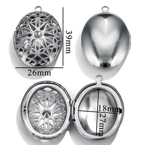 Mặt dây chuyền hình oval bằng thép không gỉ không phai màu, kiểu dáng cổ điển, khắc hoa, hình Thánh Bênêđictô, mặt dây chuyền hình trái tim để đựng ảnh - Product Image 6