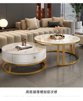 2024 Table d'appoint moderne et décontractée de luxe petits appartements accessibles ardoise MDF bois thé café ensemble maison salon meubles