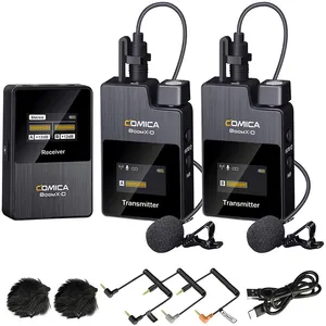 Comica BoomX D2 2.4G Kompak Mikrofon Nirkabel Sistem dengan 2 Transmitter dan Receiver Lav Mic untuk Smartphone/kamera/Podcast