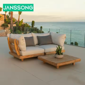 Meubles de jardin en <span class=keywords><strong>bois</strong></span> de teck Ensemble de canapés de jardin avec <span class=keywords><strong>terrasse</strong></span> d'hôtel moderne Combinaison de canapés en forme de L avec table basse - Product Image 3