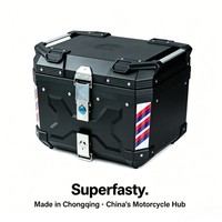 Boîte à bagages arrière de moto de haute qualité 45L, noire, verrouillable, résistante aux chocs, étanche, anti-poussière, en PP, montage complet pour le stockage en stationnement