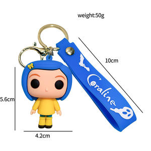 Llavero creativo de 6 muñecas de Halloween, animación de dibujos animados, <span class=keywords><strong>Coraline</strong></span> <span class=keywords><strong>y</strong></span> <span class=keywords><strong>la</strong></span> <span class=keywords><strong>puerta</strong></span> <span class=keywords><strong>secreta</strong></span>, llavero de goma para bolso de coche para hombres <span class=keywords><strong>y</strong></span> mujeres - Product Image 5