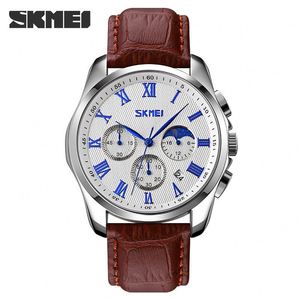 Montre à quartz pour homme 9260, style tendance business, cuir, mouvement à quartz, 45 mm, multifonctionnelle, phase lunaire, <span class=keywords><strong>calendrier</strong></span>, étanche - Product Image 1
