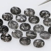 Quartz Rutile Noir Naturel en Gros, Haute Qualité, Tendance, Cristal Facetté Ovale 4x6mm, Pierres Précieuses Taillées pour Bagues d'Anniversaire Femme