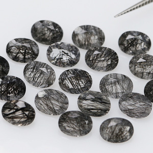 Anillos de Cuarzo Rutilado Negro Natural al por Mayor, Cristal de Alta Calidad, Corte Ovalado Facetado de 4x6mm, para Mujer - Product Image 3