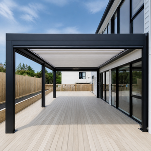 Pergola à lames orientables en aluminium thermolaqué silencieuse, double toit, pour balcon, avec éclairage LED et télécommande 3x3 3x4 3x5 4x4 6x4 - Product Image 1