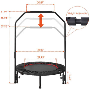 Trampolino Pieghevole da 40 Pollici per Bambini e Adulti, Capacità 330 lbs, con Corrimano Regolabile e Rete Protettiva in PVC - Product Image 6