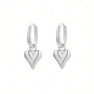 Amy Amy Heart Shape <b>Hoop</b> Earrings <b>Silver</b> Plated For Women Fashion Dangle Jewelry Gift - Product Image 3