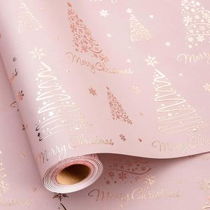 Pink Christmas Wrapping Paper 17 In X 32.8 Ft Single Side Recyclable Gift Craft Holiday Use - Product Image 1