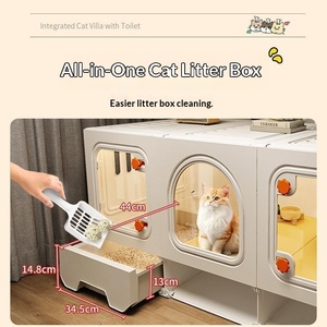 Plastic <b>Box</b> <b>Cat</b> Cage Villa with Integrated Toilet Bathroom & Living Area for Small Indoor Spaces All Seasons - Product Image 3
