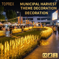 Lampe LED en forme d'épi de blé pour la vente en gros, décoration paysagère dorée, simulation d'herbe pour parcs à thème et éclairage urbain