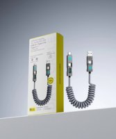 2025 nouveaux produits 240w 4-en-1 affichage numérique ressort rétractable câble de charge rapide en alliage de Zinc 2 mètres câble USB Type C