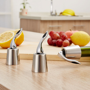 Top Sellers Shipping Kitchen Bar Accessories BPA-free Stainless Steel <b>Wine</b> Bottle <b>Stopper</b> Stainless Steel Handle - Product Image 2