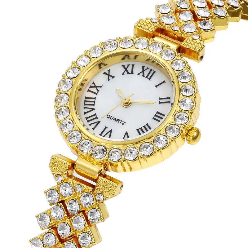 Cheap Price Women Diamond Bracelet Wristwatch Jewelry Set Casual Style Quartz Watches 2 Pcs Jewelry Set For Girls Gift