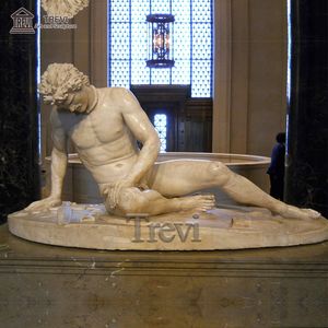 Statua di Alta Qualità in Marmo Bianco a Grandezza Naturale dell'Uomo Galata che Morde, Stile Greco-Romano Antico - Product Image 1