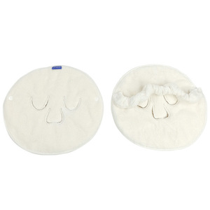 Masque facial en polaire corail 24x24 cm, serviette à trou unique pour compresse chaude, soins de beauté à domicile - Product Image 4