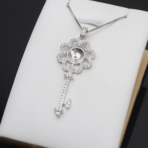 Colgante de Llave de Plata S925, Collar de Cristal Personalizado para Mujer, Joyería de Perlas, Accesorios de Bricolaje con Soporte Vacío - Product Image 3
