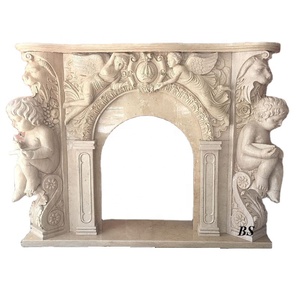 Statue d'ange bébé en marbre blanc sculptée à la main, style moderne européen, pour décoration intérieure, hôtels, cheminées et inserts de cheminée. - Product Image 1
