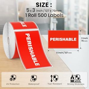 Étiquettes d'avertissement de péremption, 500 pièces, autocollants en vinyle imperméables, autocollants adhésifs pour emballage alimentaire, étiquettes résistantes à la déchirure - Product Image 4