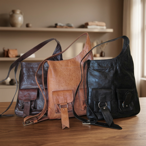 Unisex Genuine Leather Crossbody <b>Bag</b> Classic Style Durable Soft Handle Multi-Function - Product Image 5