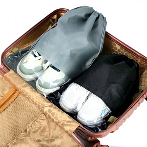 Sac à chaussures en polyester non tissé de qualité supérieure avec cordon de serrage, fenêtre transparente, respirant, léger, pliable, résistant à l'eau - Product Image 5