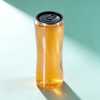 Boîte de boisson en plastique PET transparente à taille fine avec couvercle à rabat en aluminium pour boissons énergisantes, boissons gazeuses et autres boissons