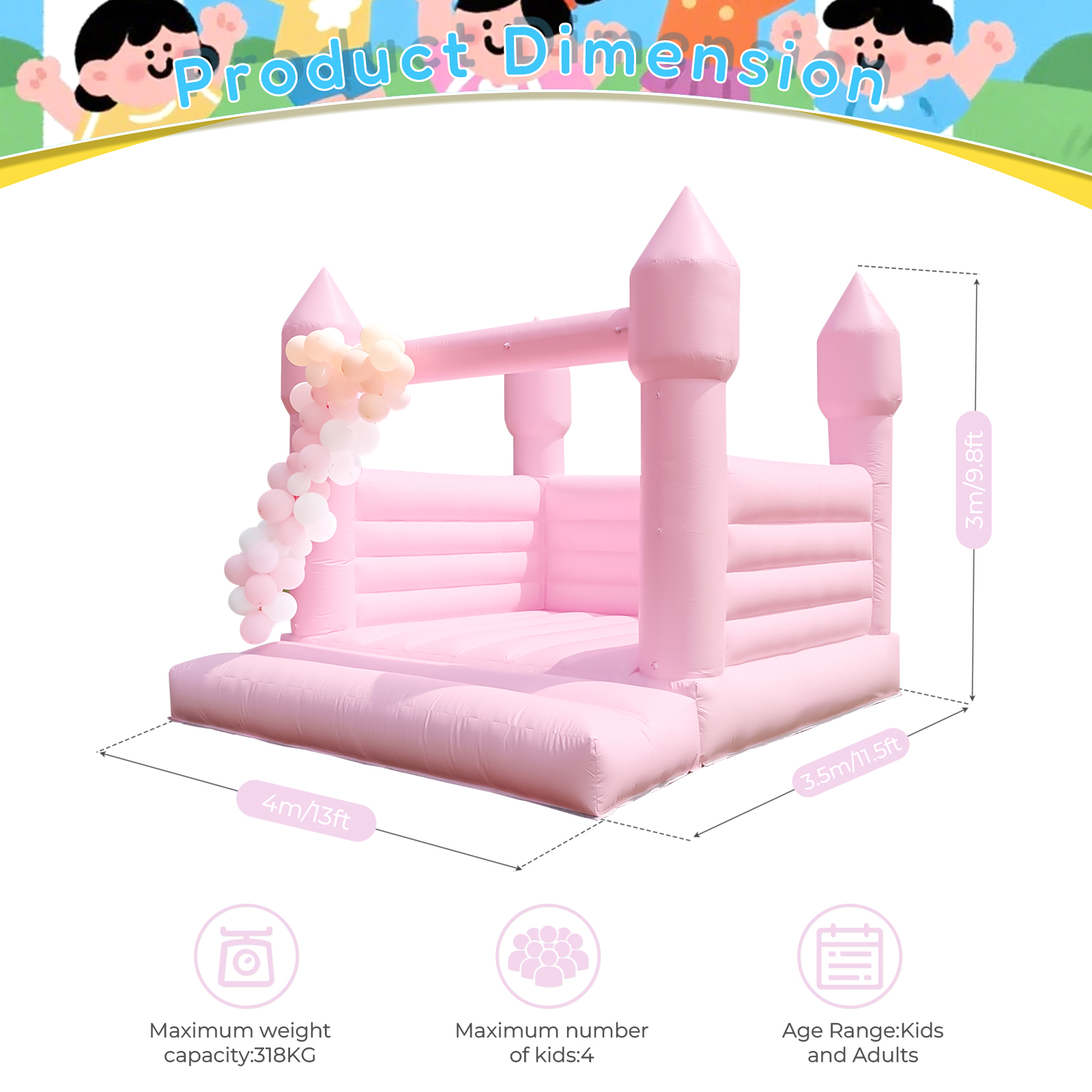 Pink(13X 11.5X10FT/4x3.5x3m)