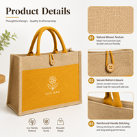 Borsa Tote in Juta Naturale Intrecciata all'Ingrosso con Chiusura a Bottone, Logo Personalizzato, Riutilizzabile ed Ecologica, per Shopping e Regali