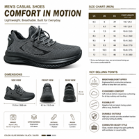 Chaussures décontractées pour hommes, style chaussette respirante, en maille tricotée, avec motif graphique, semelle plateforme épaisse, pour la marche